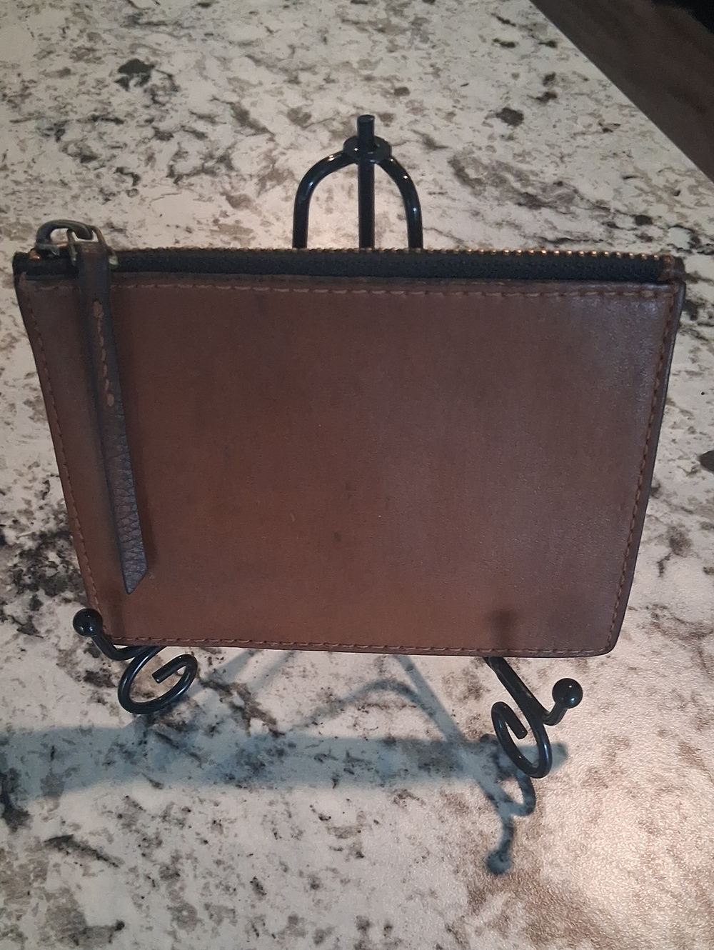 Madewell Tan Leather Logo Patch Wallet Interior